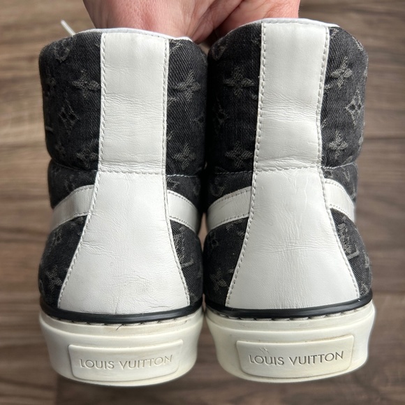 Louis Vuitton Black Denim + Leather High Top Sneakers | 38 - Picture 12 of 16